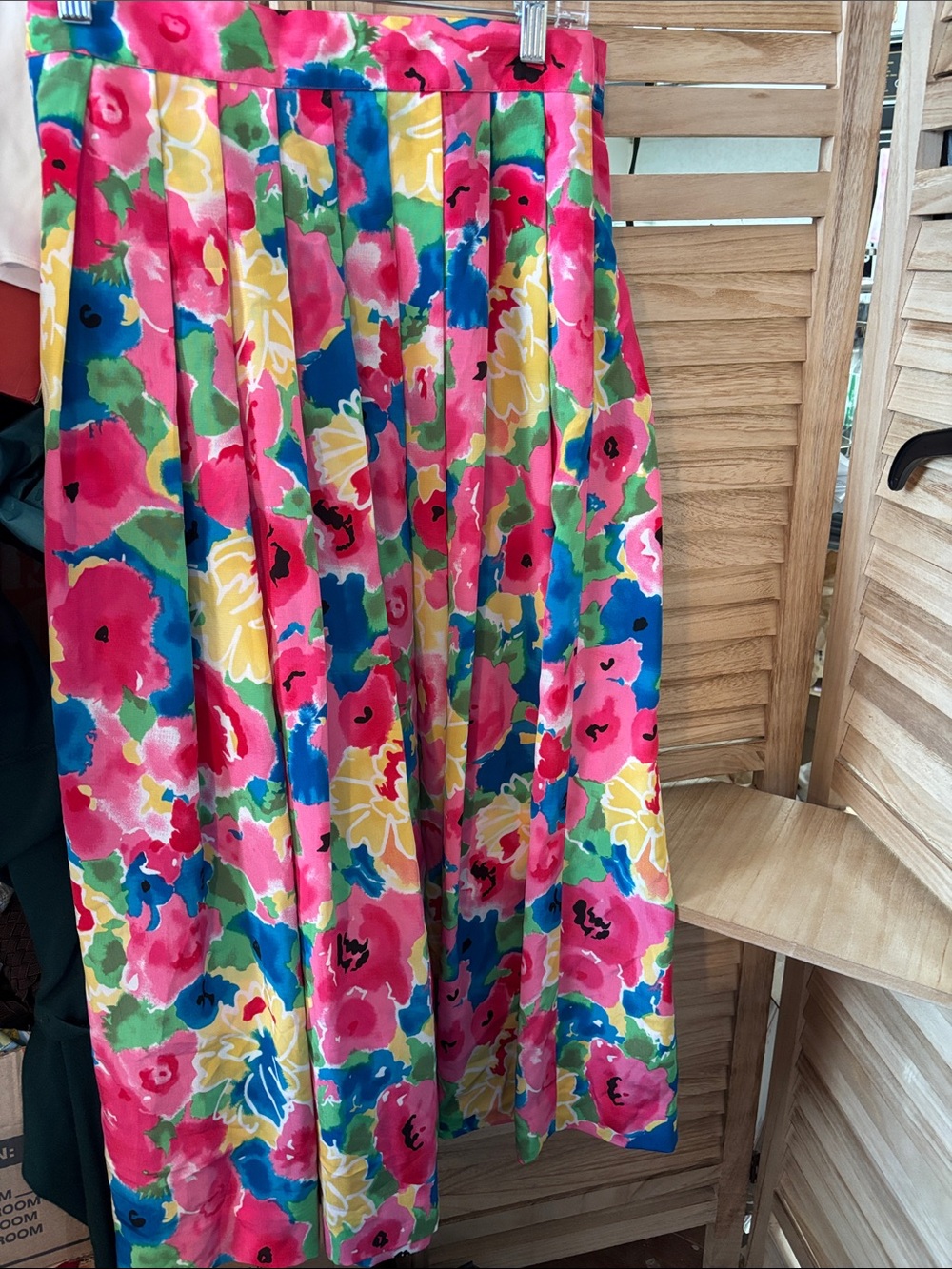 Evan Picone Pink Multi Floral Pleated Midi Skirt 6